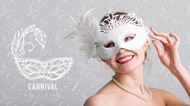 Free Carnival Mockup With Image Of Woman Psd