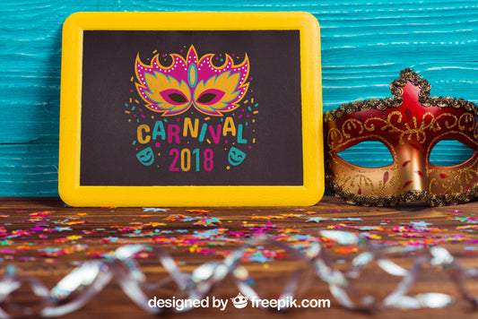 Free Carnival Mockup With Leaning Slate Psd