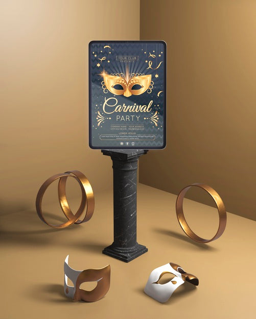 Free Carnival Party Mock-Up With Golden Rings Psd