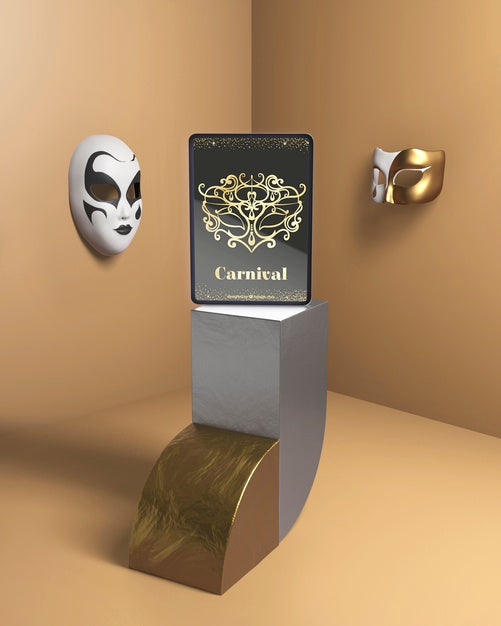 Free Carnival Party Mock-Up With Venetian Masks Psd