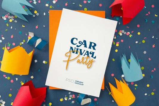 Free Carnival Party Poster Mockup With Confetti Psd