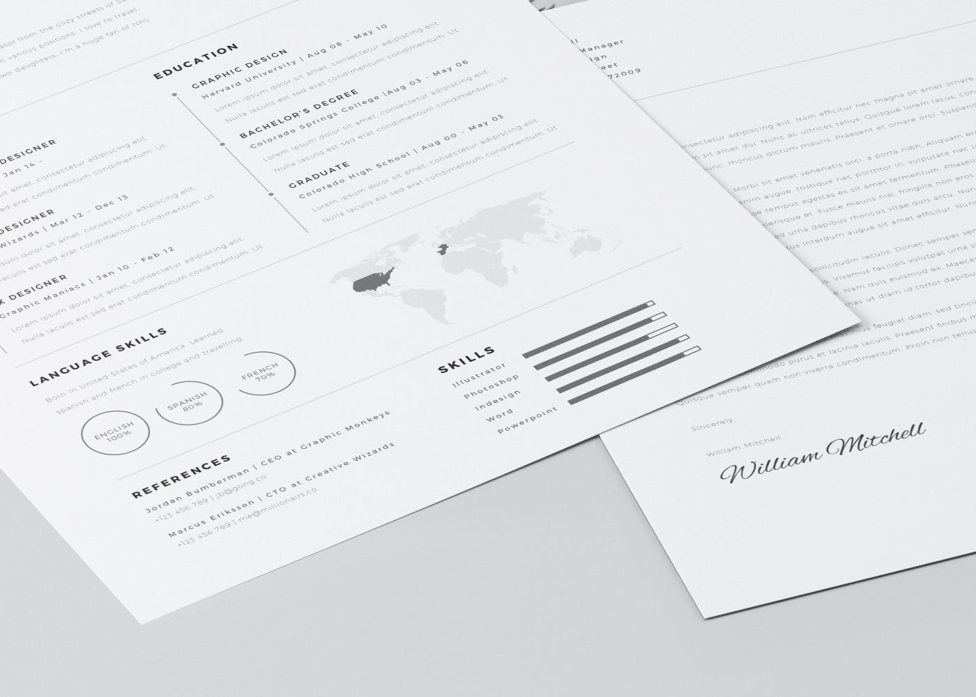 Free Minimalistic and Clean Resume Template in Photoshop (PSD) and Illustrator (AI) Formats