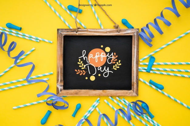 Free Celebration Decoration With Slate In Middle Psd