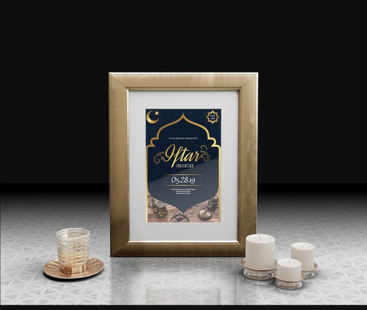 Free Celebration Of Arabic New Year With Frame And Candle Psd