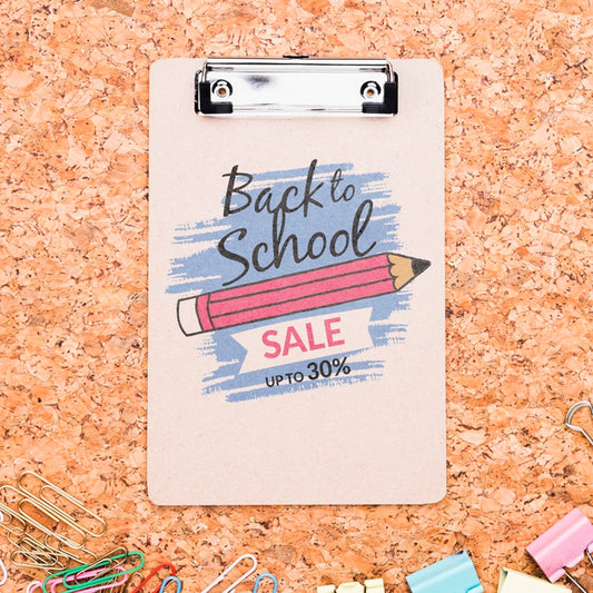Free Centered Clipboard Next To Colorful Clips Mock-Up Psd