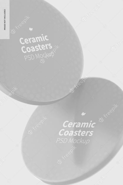 Free Ceramic Coasters Mockup, Floating Psd
