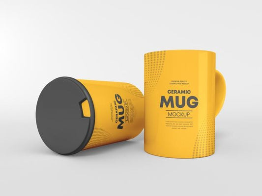 Free Ceramic Mug With Protective Cover Mockup Psd