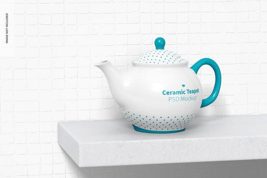 Free Ceramic Teapot On Surface Mockup Psd
