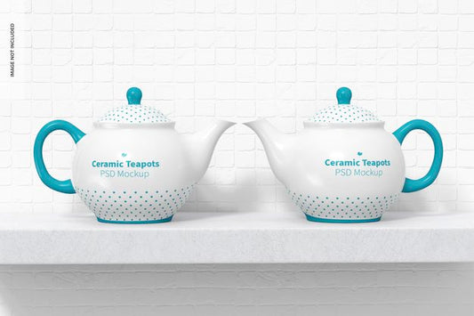Free Ceramic Teapots Mockup Psd
