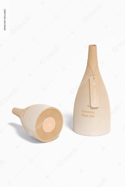 Free Ceramic Vase Set Mockup, Front And Back View Psd