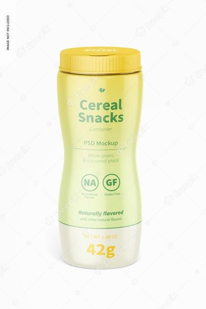 Free Cereal Snacks Bottle Mockup, Front View Psd