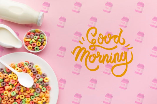 Free Cereals And Milk For A Healthy Breakfast Psd