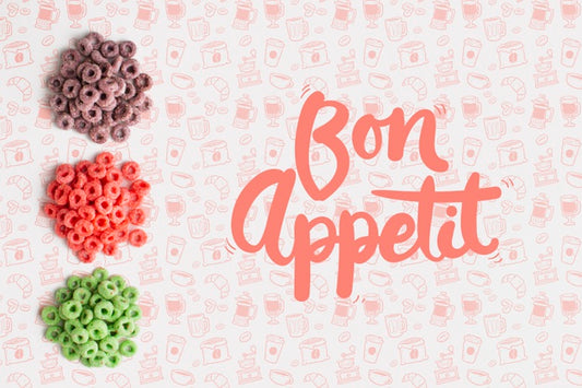 Free Cereals Divided By Colors And Bon Appetit Message Psd