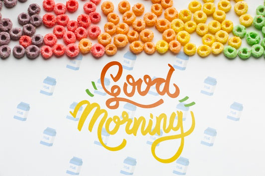 Free Cereals Spread On Table With Good Morning Message Psd