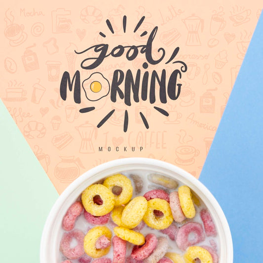 Free Cereals With Milk And Good Morning Message Mock Up Psd