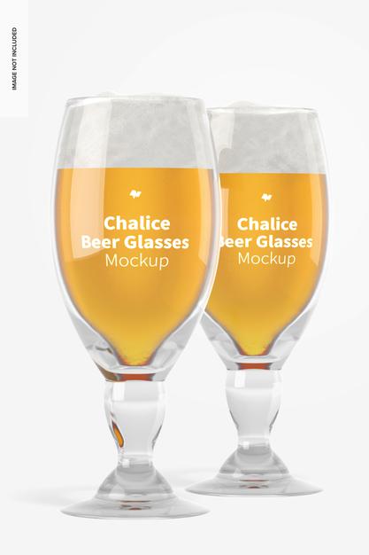 Free Chalice Beer Glasses Mockup, Front View Psd