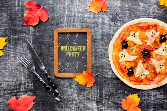 Free Chalk Board For Halloween With Pizza Psd