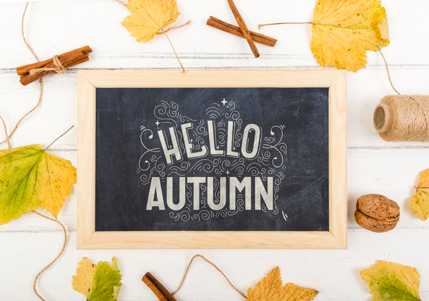 Free Chalk Board With Hello Message For Autumn Psd