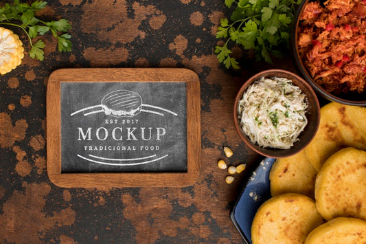 Free Chalkboard Mock-Up And Delicious Food Psd