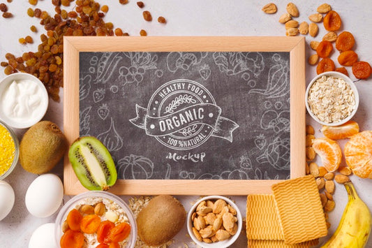 Free Chalkboard Mock-Up With Healthy Food Psd