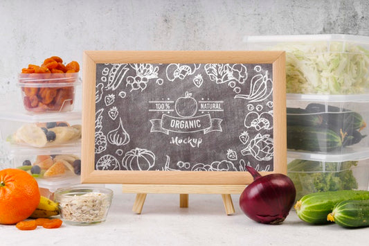 Free Chalkboard Mock-Up With Organic Food Psd
