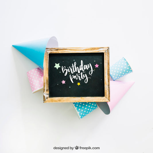 Free Chalkboard Mockup With Birthday Design Psd