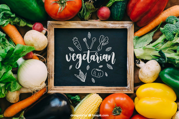 Free Chalkboard Mockup With Vegetable Designs Psd