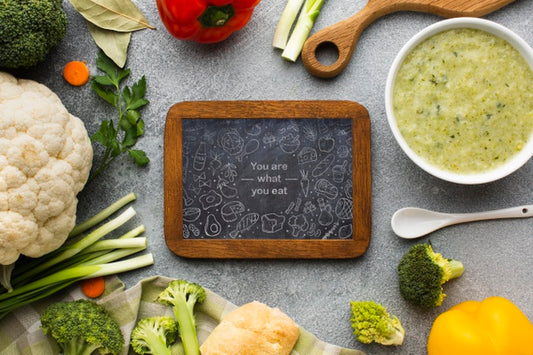 Free Chalkboard With Healthy Vegetables Psd