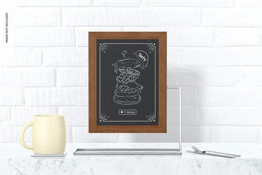Free Chalkboard With Metal Stand Mockup, Front View Psd