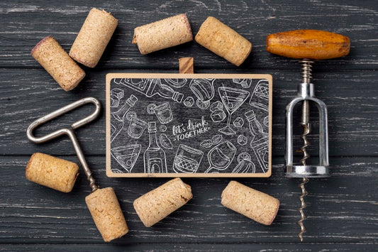Free Chalkboard With Wine Stoppers Psd