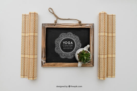 Free Chalkboard With Yoga Drawing Psd