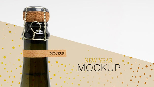Free Champagne Bottle Mock-Up And Cork Cap Psd