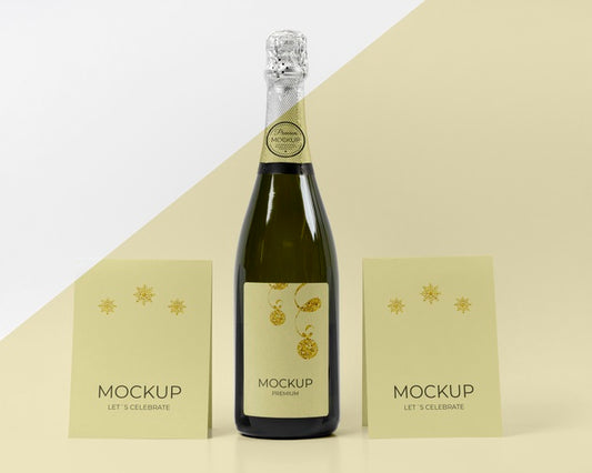 Free Champagne Bottle Mock-Up Let'S Celebrate Cards Psd
