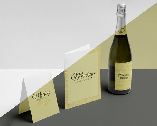Free Champagne Bottle Mock-Up Side View Psd