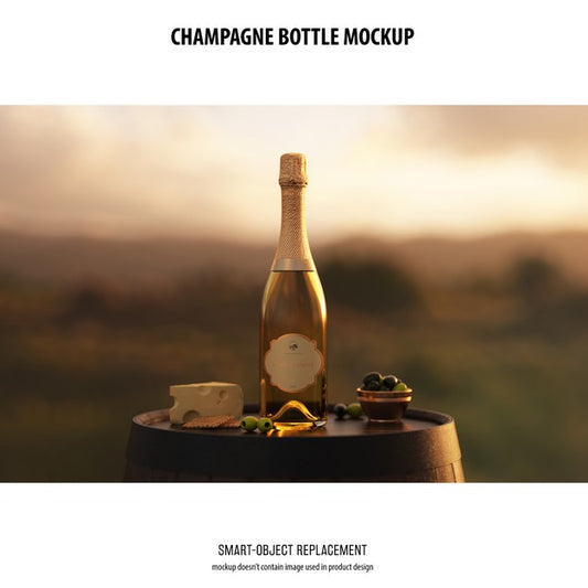 Free Champagne Bottle Mockup Psd