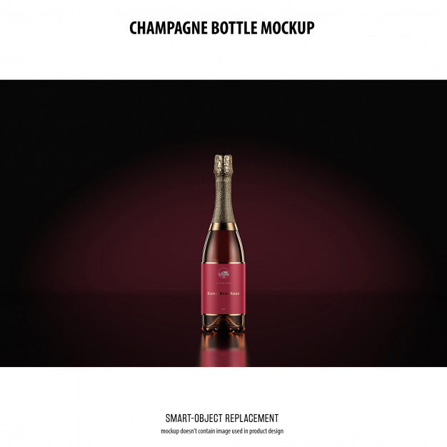 Free Champagne Bottle Mockup Psd