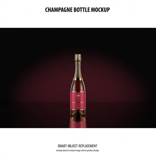 Free Champagne Bottle Mockup Psd