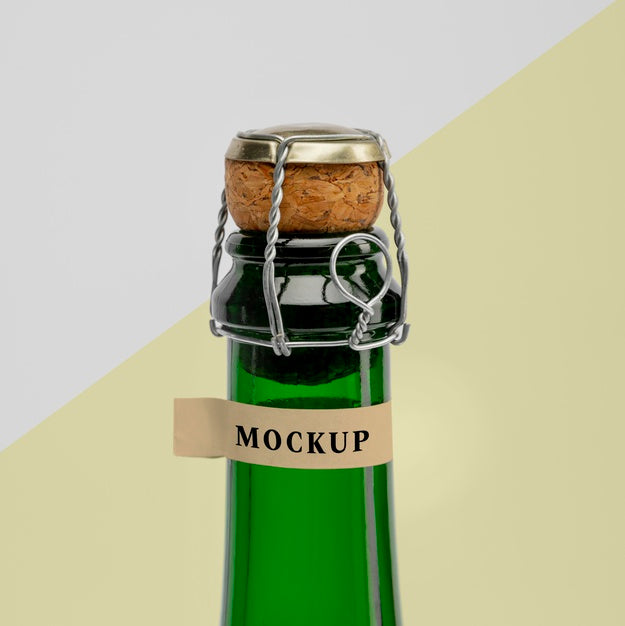 Free Champagne Bottle With Mock-Up Psd