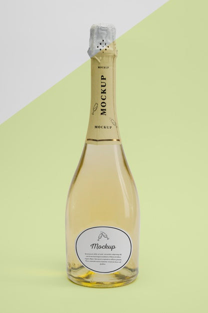 Free Champagne Bottle With Mock-Up Psd