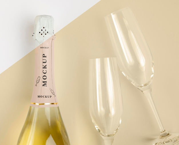 Free Champagne Bottle With Mock-Up Psd