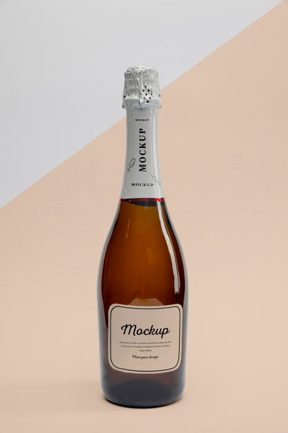 Free Champagne Bottle With Mock-Up Psd