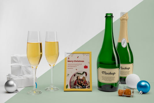 Free Champagne Bottles With Mock-Up Psd