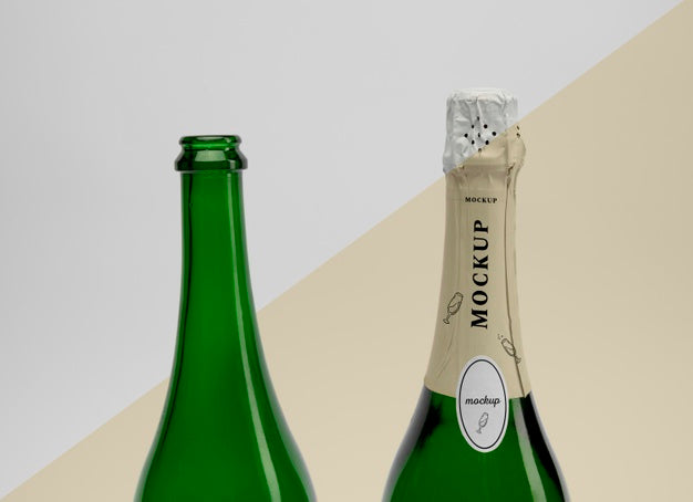 Free Champagne Bottles With Mock-Up Psd