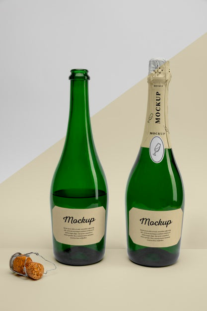 Free Champagne Bottles With Mock-Up Psd