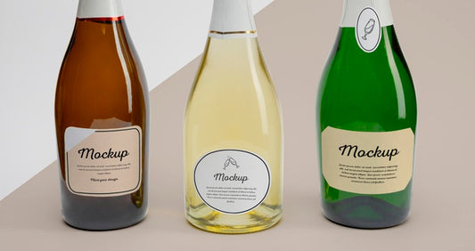 Free Champagne Bottles With Mock-Up Psd