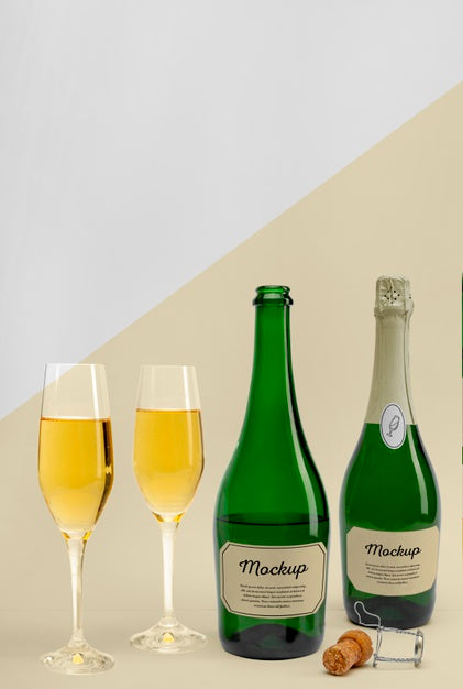 Free Champagne Bottles With Mock-Up Psd