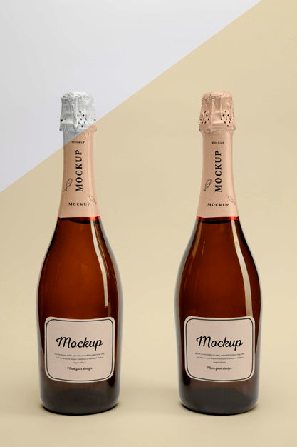 Free Champagne Bottles With Mock-Up Psd