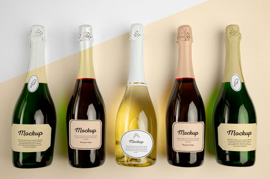 Free Champagne Bottles With Mock-Up Psd