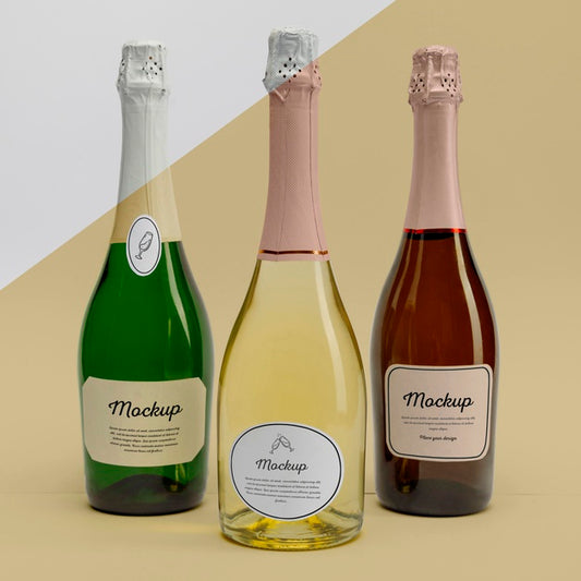 Free Champagne Bottles With Mock-Up Psd