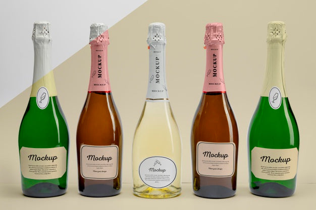 Free Champagne Bottles With Mock-Up Psd